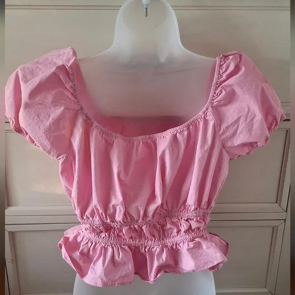 Pink Cotton Peasant Top - Picture 6 of 6